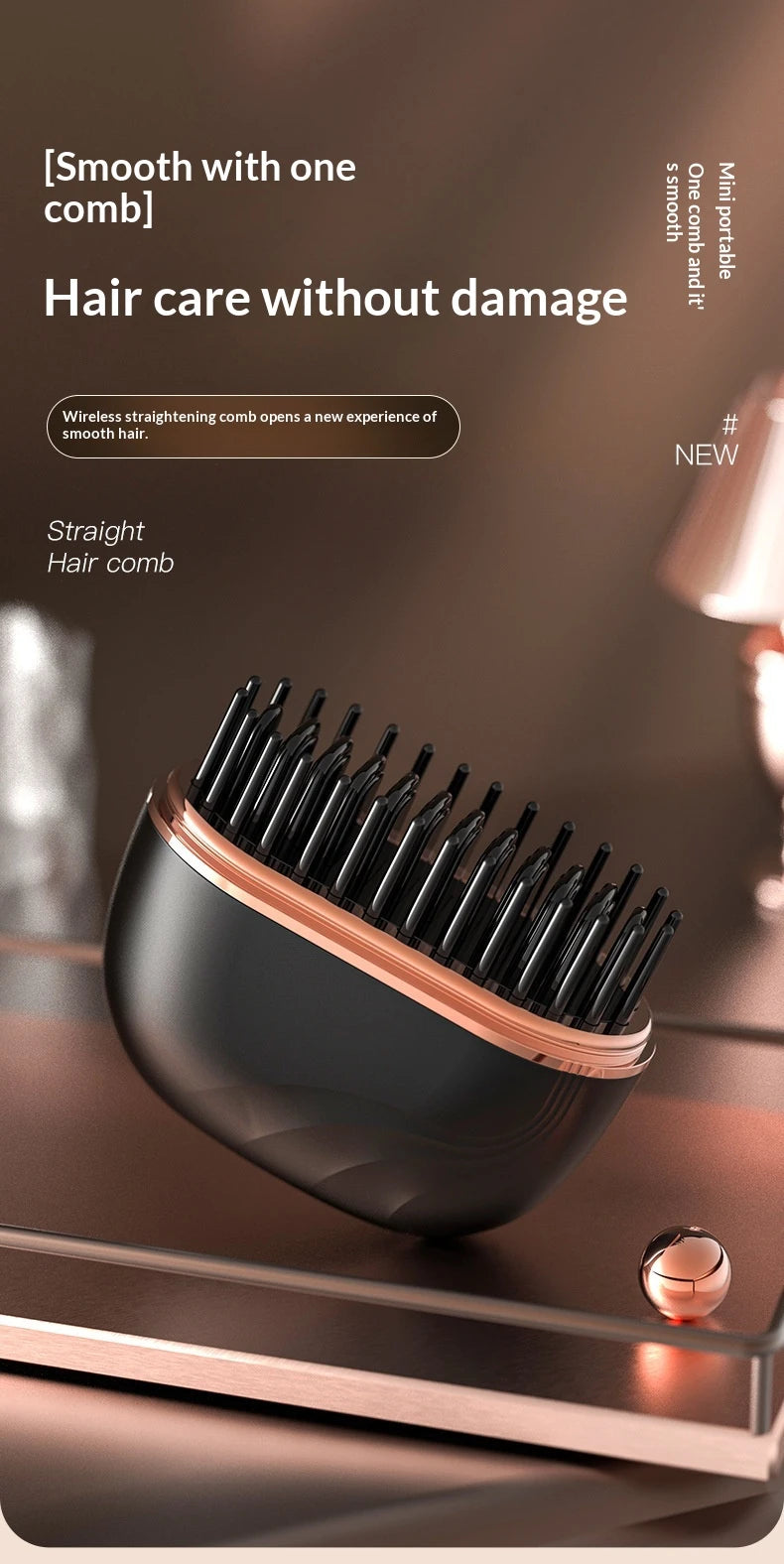 New Mini Charging Hair Straightener Comb
